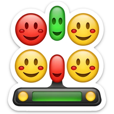 A statisfaction scale with three smileys (red, yellow, green) sticker