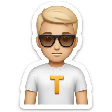 Cool gaming character with sunglasses and letter T sticker