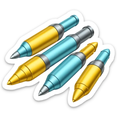 five bullets. four of them of one yellow and gray and the fith one of another color as hioghlighted sticker