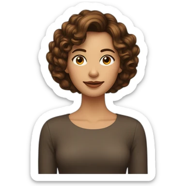 Mujer, 35 años, pelo con ondas color marrón, corte carre largo y flequillo con línea al medio sticker