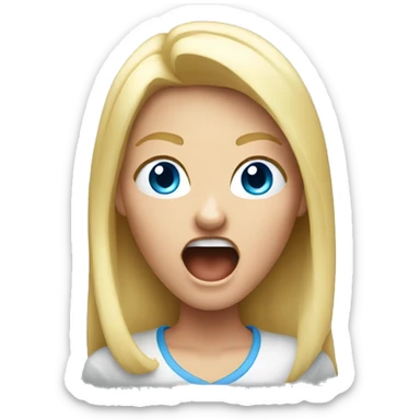 Yelling blonde girl blue eyes sticker