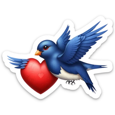 swallow holding heart sticker