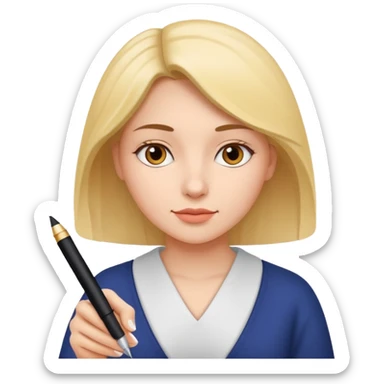 Woman writing with a pen on paper sticker