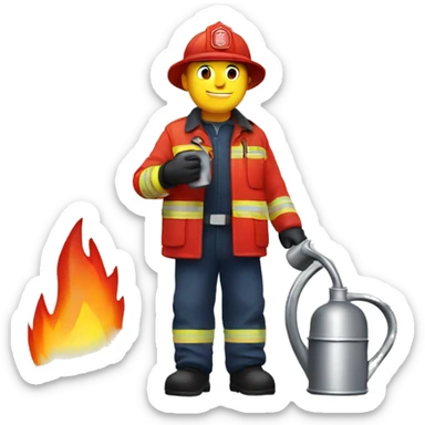 fire man watering fire sticker
