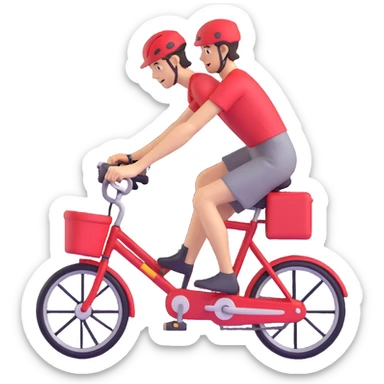 courier wearing a red dress riding a bike, clear and expressive, suitable for an emoji or icon sticker