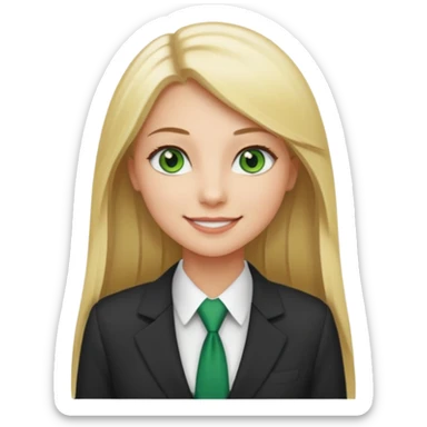 Green eyes office girl with straight long blonde hair barbie sticker