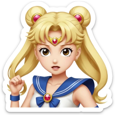 Sailor moon dramatically fighting bad guys sticker