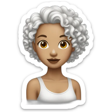 White curly girl with tatoos sticker