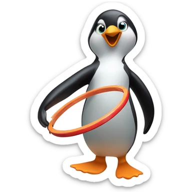 Penguin hoola hooping sticker