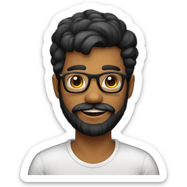 Genera un emoji de un hombre estilo hipster, con cabello negro, barba completa pero corta, color de piel caucásica, sin gafas sticker