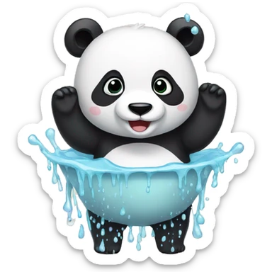 panda take a shower sticker