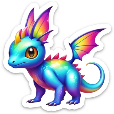 Exotic tropical shiny rare colorful epic cute Fakémon-creature, full body, with random markings sticker