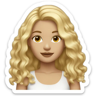 white, female, medium length, blonde hair, beach waves sticker