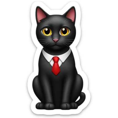 customer service black cat with red tie sticker