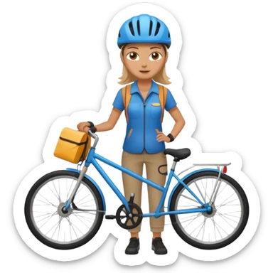 female bike courier, simple, flat sticker