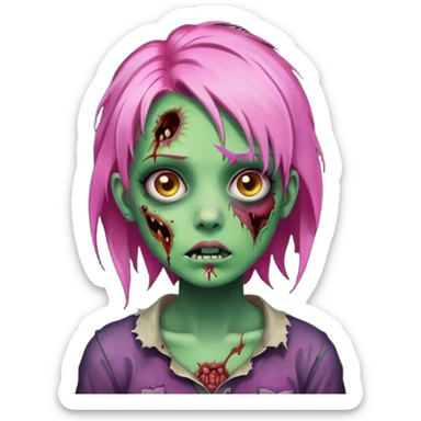 zoombie girl pink hair, green skin sticker