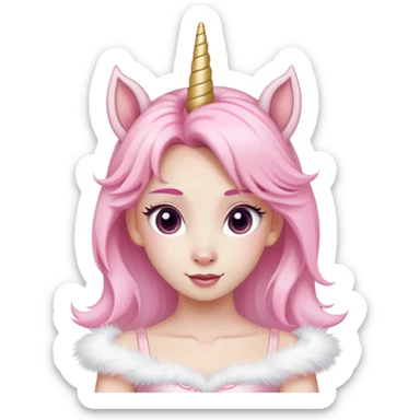 anthropomorphised female unicorn ballerina, head and shoulders, straight on, relaxed pose sticker