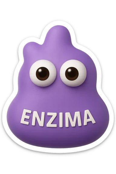 emoji con enzima umano con occhi 3d con la scritta "ENZIMA" SUL CORPO IN ITALIANO sticker
