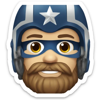 captain america face, helmet and a beard sticker