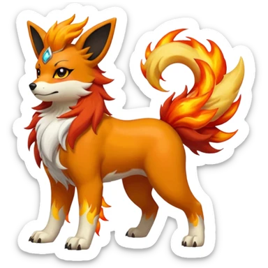 Flareon-Houndour-Growlithe-Solgaleo-fusion-hybrid, full body sticker