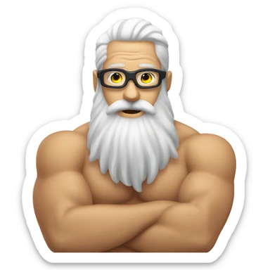 Swimming guy white hair beard muscles googles sticker