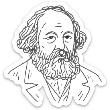 a hand drawn black outline portrait of Mikhail Bakounin with similar size eyes based a famous photograph of him sticker