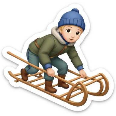 child pulling sled sticker