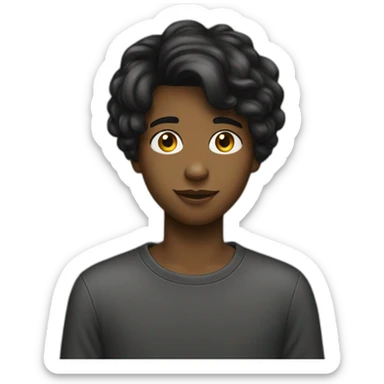 Adolescent garçon cheveux noirs court lisse sticker