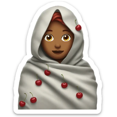 Woman with cherry hair in a blanket sticker