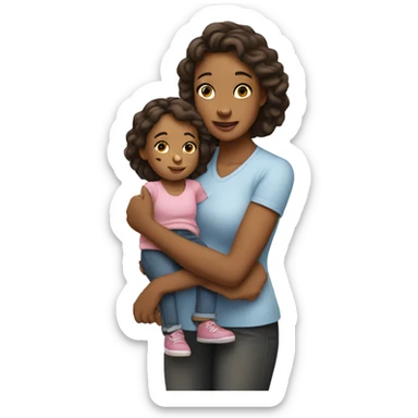 Adult woman holding a younger version of herself affectionate and with endless love  sticker