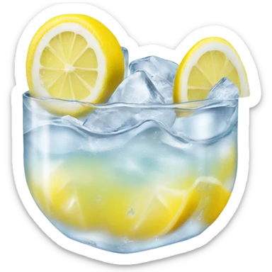 Iced water with lemon wedge sticker