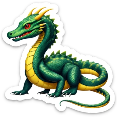 Alligator-Dragon-Tiger-Salandit-Snake-Fakémon-hybrid-creature with a long muzzle, full body sticker