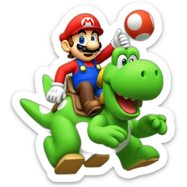 Mario riding on yoshi sticker