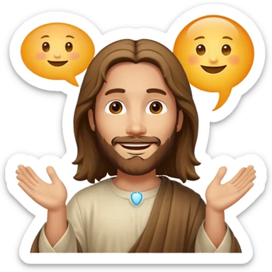 jesus sonrie y una burbuja de dialogo dice gracias por tu compra sticker