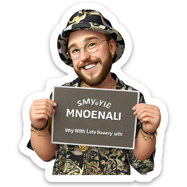 smiling boy with jewelry sticker