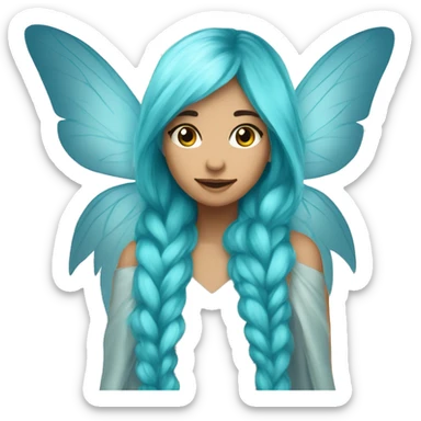 Beautiful, fairy, blue, turqoise, silver, long hair, big wings sticker