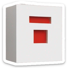 A single, red brick floating in a white void. Minimalist style. sticker