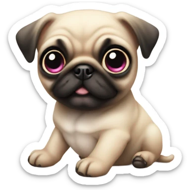 Baby pug with big pink
 eyes  sticker
