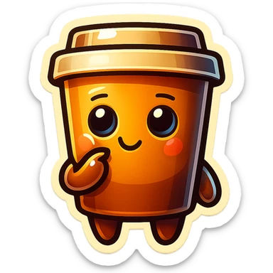 Tall coffee cup, pondering, thinking sticker