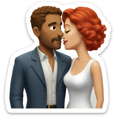 Puerto Rican man with red haired white wife, kissing  sticker