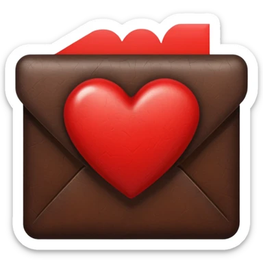 Dark brown Letter with a red heart sticker