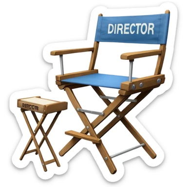 Director’s chair – foldable chair with “Director” text. sticker