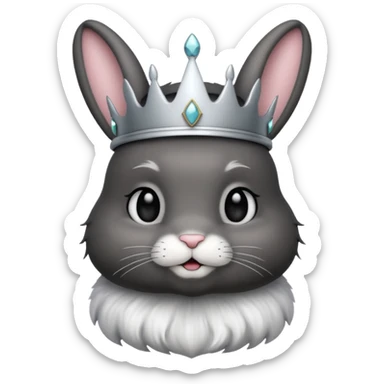 black bunny with silver crown sticker