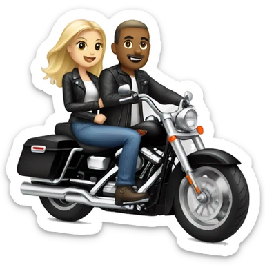 Harley Davidson man with blonde girl  pillion sticker