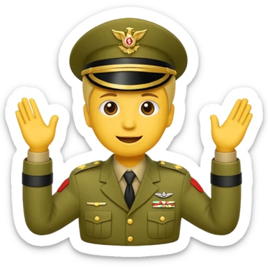 Eine salutierenden Emoji (Hautfarbe: gelb ) in Armee Klamotten männlich salutierend sticker