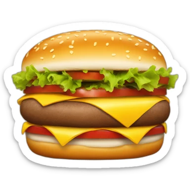 A Hamburguer with smiling face sticker