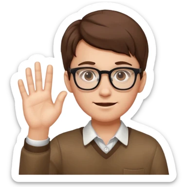 NERD WITH GLASSES USING ONE HAND PUSH sticker