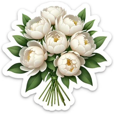 White peonies bouquet  sticker