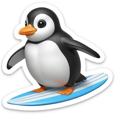 Pudgy penguin surfing sticker