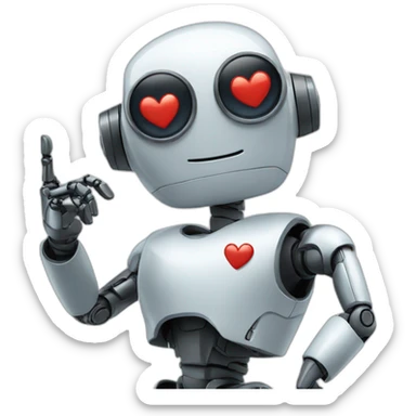 Robot doing a heart sign sticker
